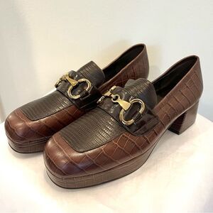 Jeffrey Campbell Student Platform Loafer In Brown Croc Combo, Size 13, NWOB